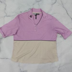 Jamie Sadock Purple Beige Golf Polo Size Medium